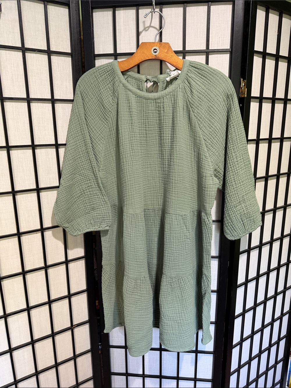 Alice Walk Organic Cotton Sage Tunic Top Three-Quarter Sleeve Nantucket NEW